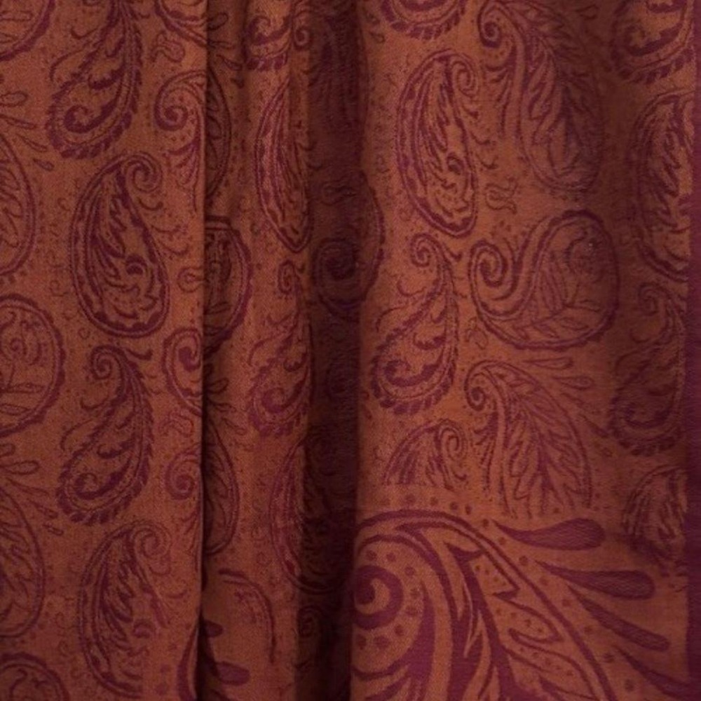 Purple Rust Paisley Pashmina Scarf Wrap Shawl Bohemian‎ Fringe Large Rectangle - Picture 2 of 3